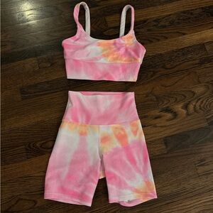 Beach Riot | Ribbed Bike Shorts Pink Orange Tie Dye